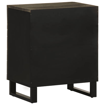 Mesita De Noche Madera Maciza De Mango Negra 50x33x60 Cm_3