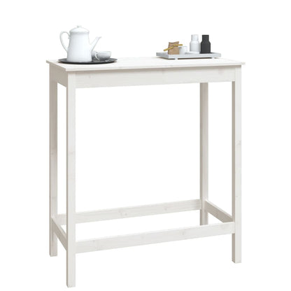 Mesa Alta De Bar Madera Maciza De Pino Blanco 100x50x110 Cm_2
