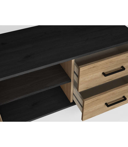 Mueble Para Televisión Modelo Berta 2 Puertas 2 Cajones Acabado Natural/bocamina, 180.5cm_4