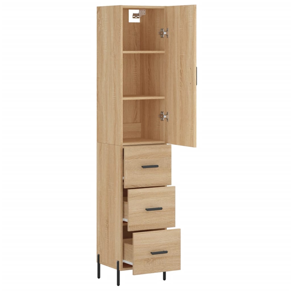 Aparador De Madera Contrachapada Roble Sonoma 34,5x34x180 Cm_3