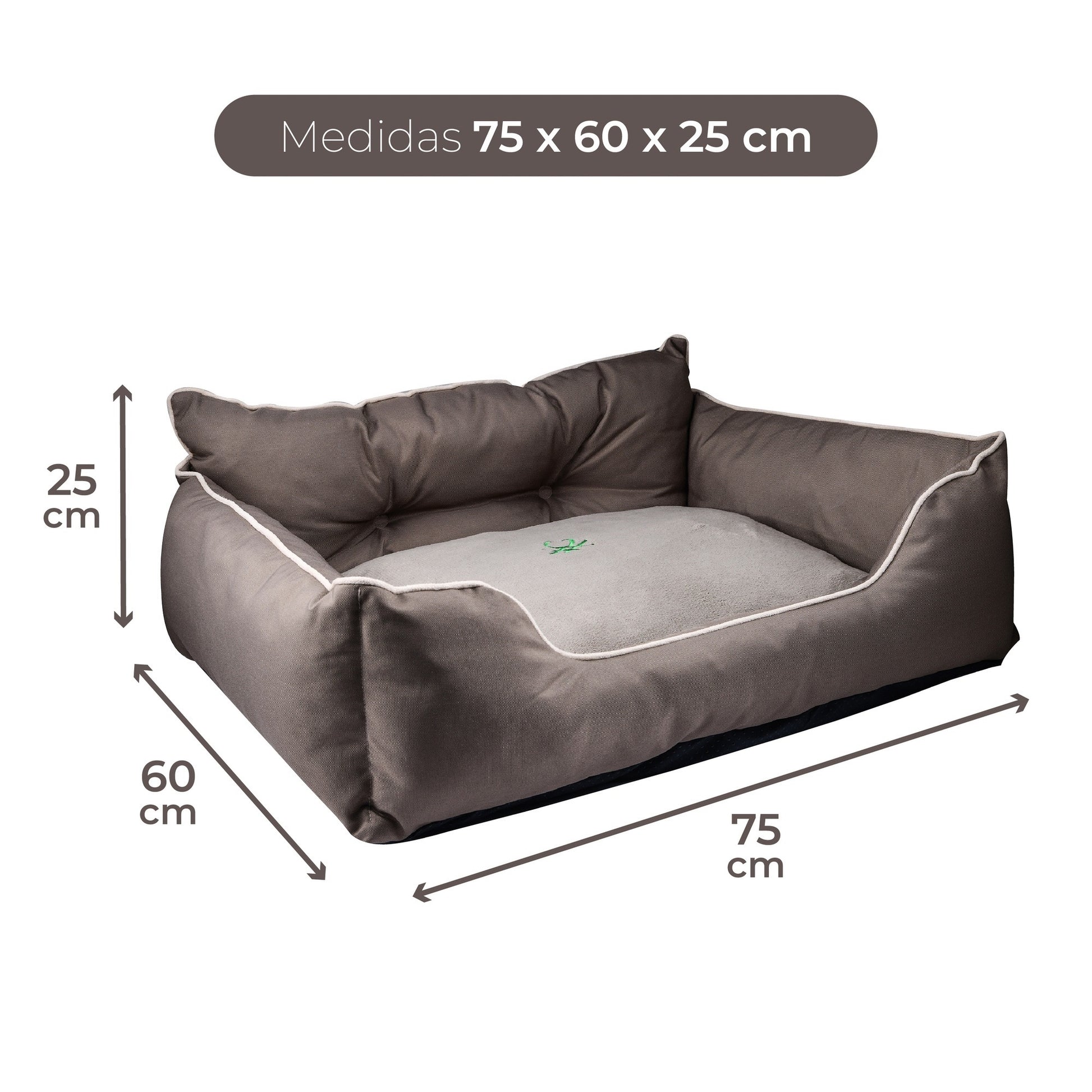 Cama Para Mascota 75x60x25cm Marrón + Abrigo Azul Para Mascotas 35cm_1