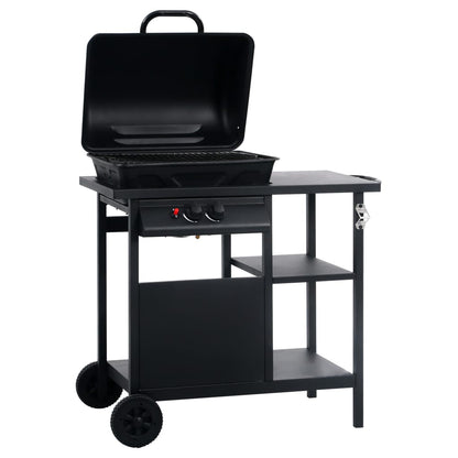 Vidaxl Barbacoa Portátil De Gas Con Mesita De 3 Estantes Negro_3