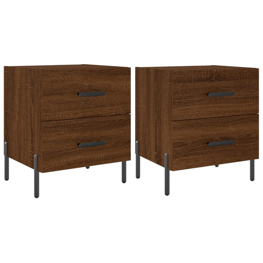 Mesita Noche 2 Uds Madera Ingeniería Marrón Roble 40x35x47,5 Cm_0