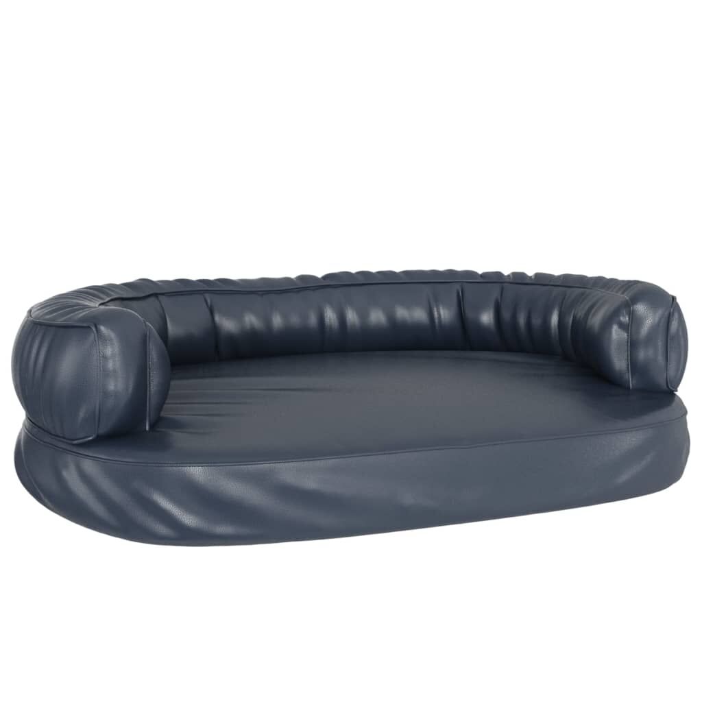 Vidaxl Cama Para Perros De Espuma Cuero Sintético Azul Oscuro 88x65 Cm_0