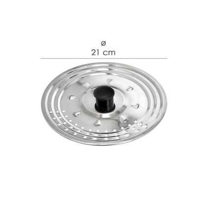 Tapadera Multiusos Acero Inoxidable Ø 21 Cm. Uso Tapa Anti Salpicaduras Y Escurridor. Tapadera Adpatable Diferentes Medidas