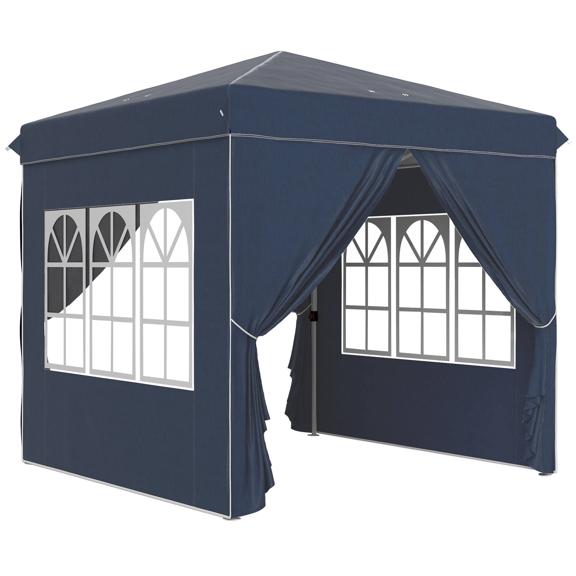 Outsunny Carpa Plegable Pop-up 2,5x2,5 M Con 4 Paredes Laterales Anti-uv Azul_0