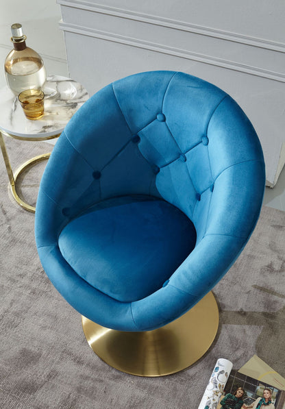 Silla Terciopelo Azul / Dorado Giratoria_4