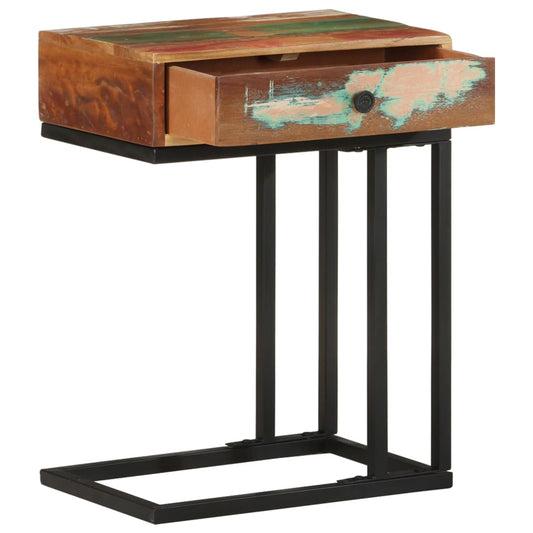 Mesa Auxiliar Forma De U Madera Maciza Reciclada 45x30x61 Cm_0