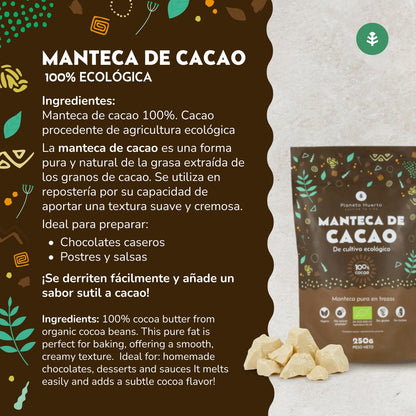 Manteca de cacao pura en trozos ECO Planeta Huerto 250 g