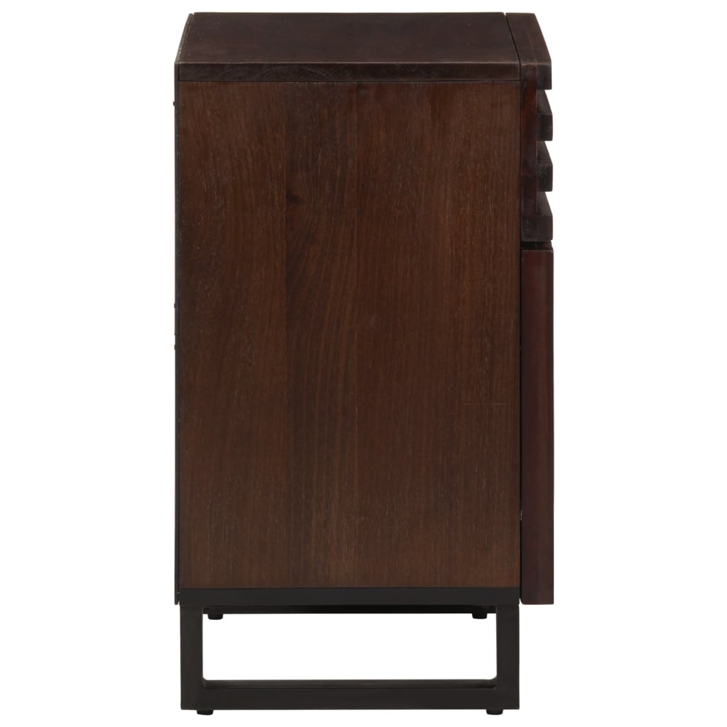Mesita De Noche Madera Maciza Mango Marrón 50x34x60 Cm_1