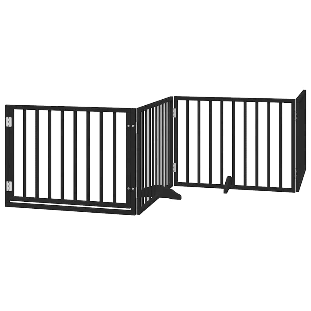 Vidaxl Puerta De Perros Plegable 12 Paneles Madera Álamo Negra 960 Cm_0