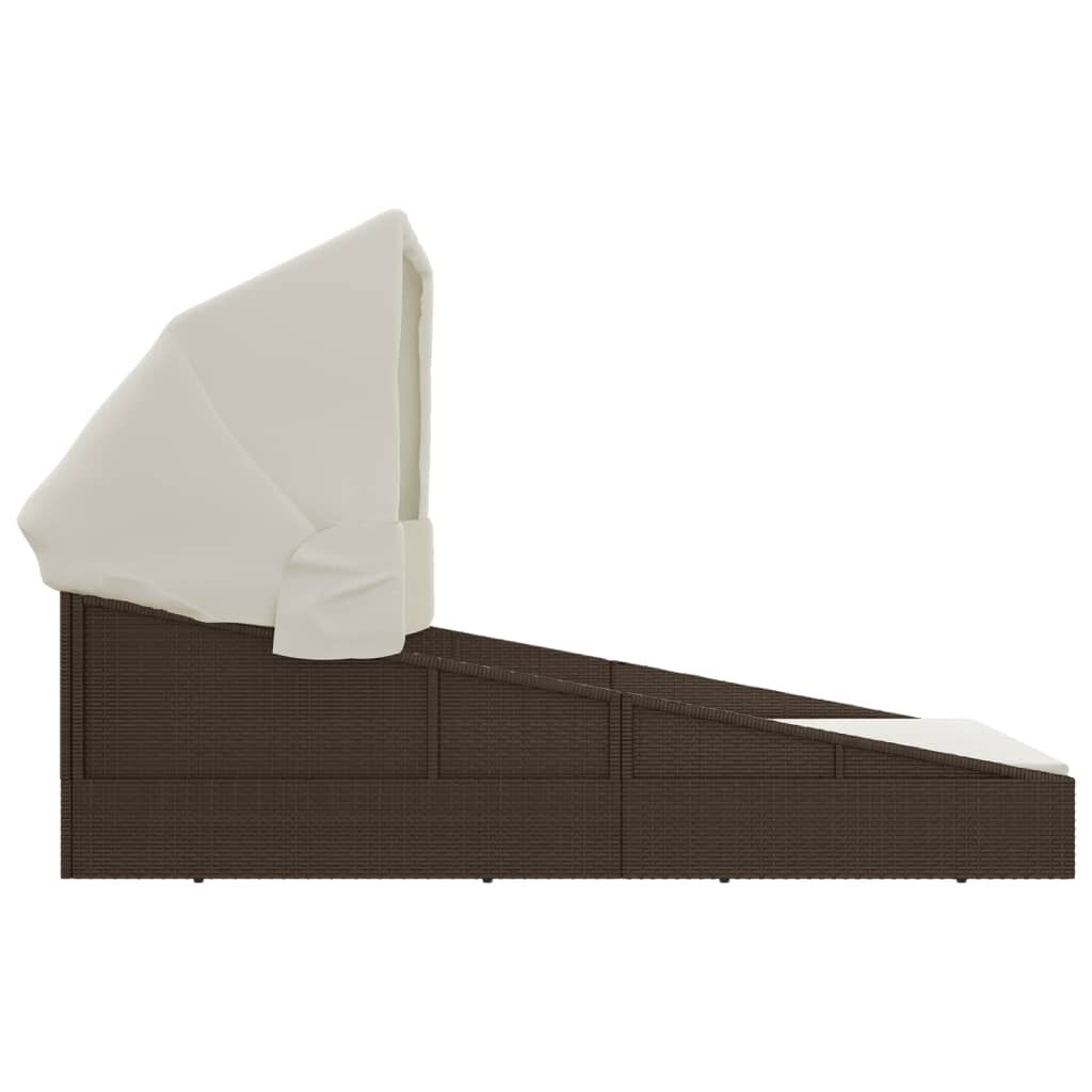 Vidaxl Tumbona Con Toldo Plegable Ratán Sintético Marrón 200x114x128cm_3