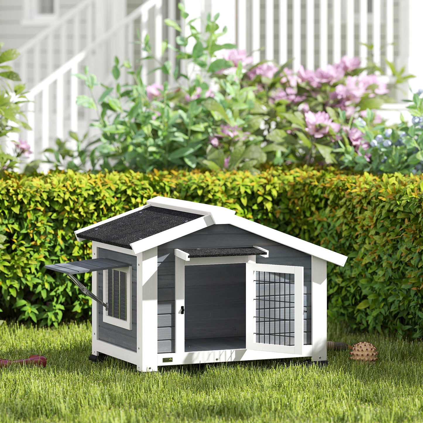 Pawhut Caseta Para Perros Exterior De Madera Con Techo Asfático Suelo Extraíble_1