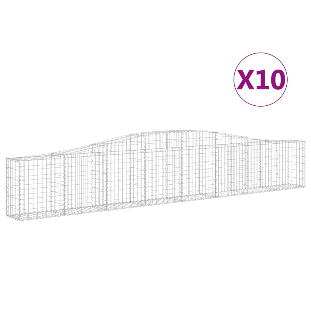 Cestas De Gaviones 10 Uds Forma De Arco Hierro 400x30x60/80 Cm_0