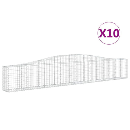 Cestas De Gaviones 10 Uds Forma De Arco Hierro 400x30x60/80 Cm_0