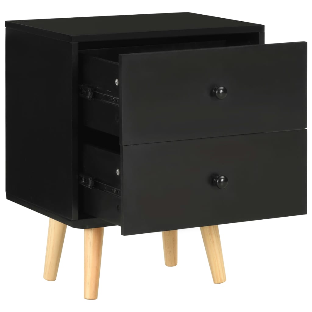 Mesitas De Noche 2 Unidades Madera Maciza Pino Negro 40x30x50cm_4