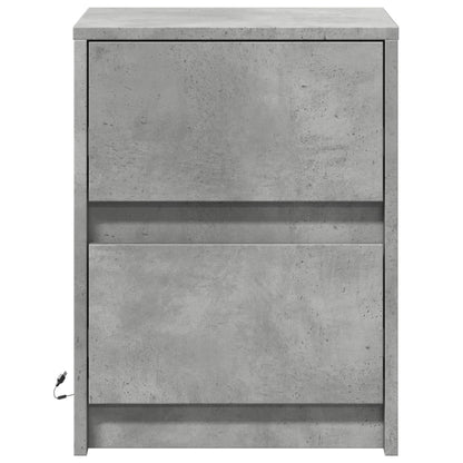 Mesita De Noche Luces Led 2 Uds Madera Ingeniería Gris Hormigón_4