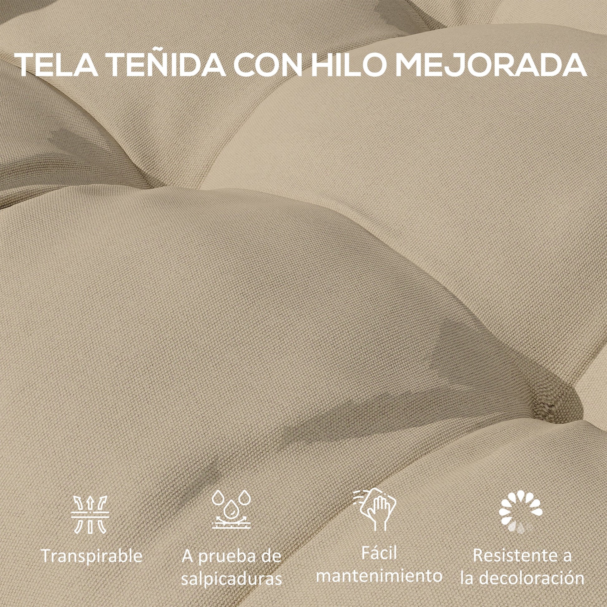 Outsunny Conjunto De Cojines Para Sillas De Comedor 48x48x10 Cm Caqui_3
