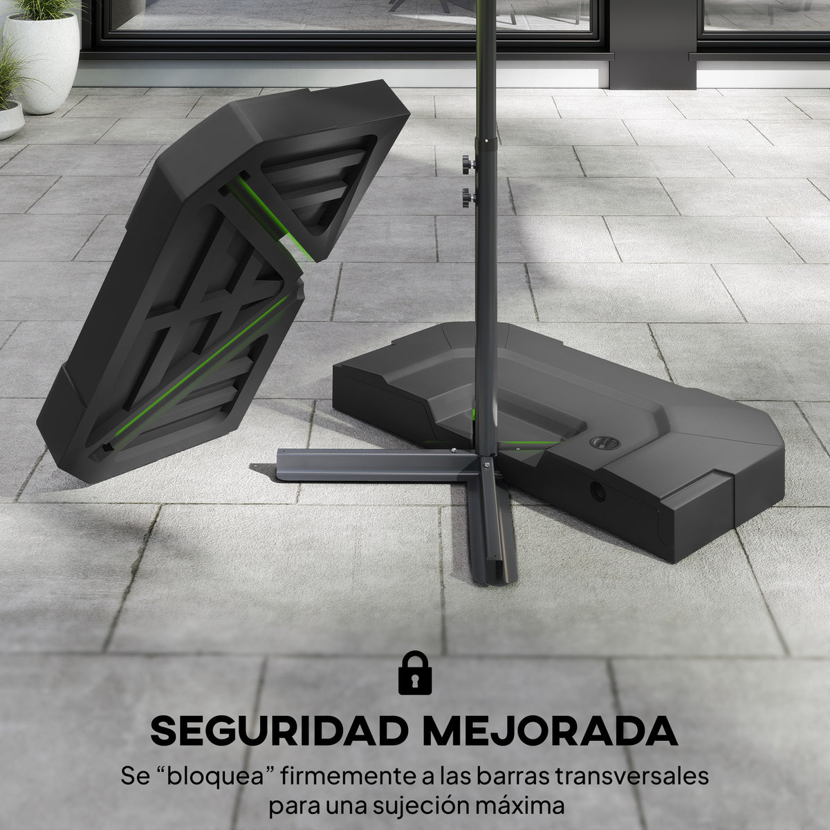Outsunny Base Para Sombrilla 2 Piezas Rellenable Con Agua 80 Kg O Mezcla 105 Kg_5