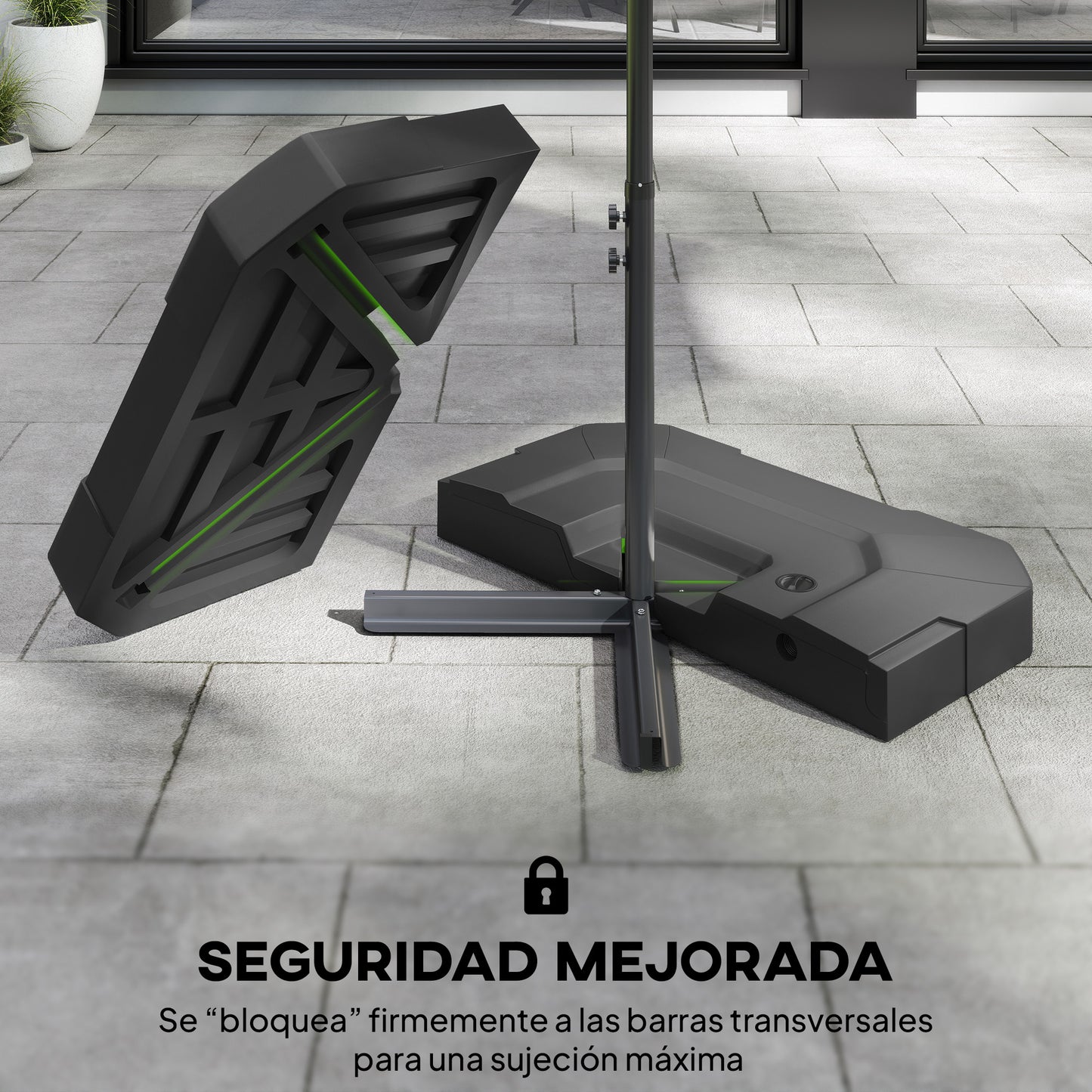 Outsunny Base Para Sombrilla 2 Piezas Rellenable Con Agua 80 Kg O Mezcla 105 Kg_5