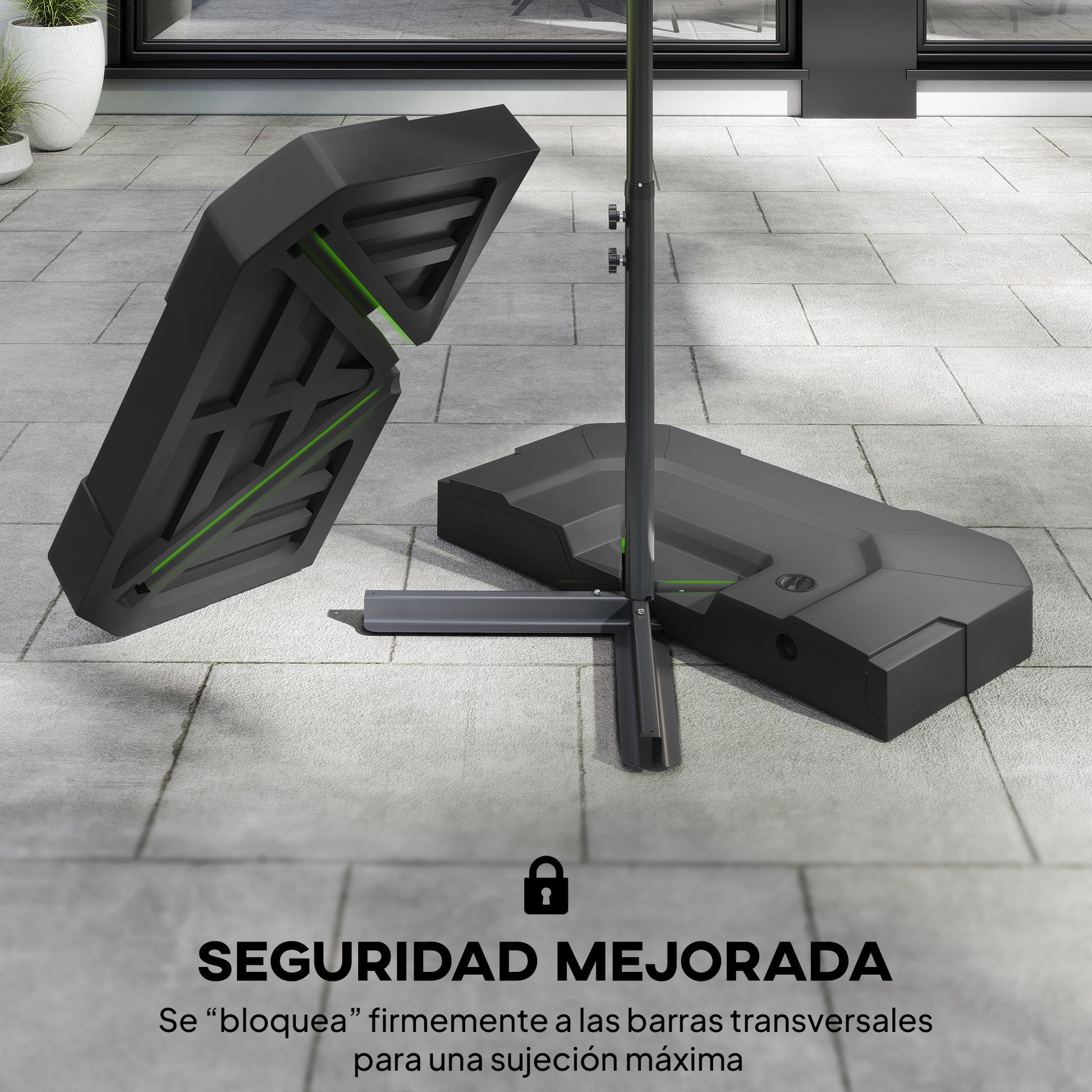 Outsunny Base Para Sombrilla 2 Piezas Rellenable Con Agua 80 Kg O Mezcla 105 Kg_5