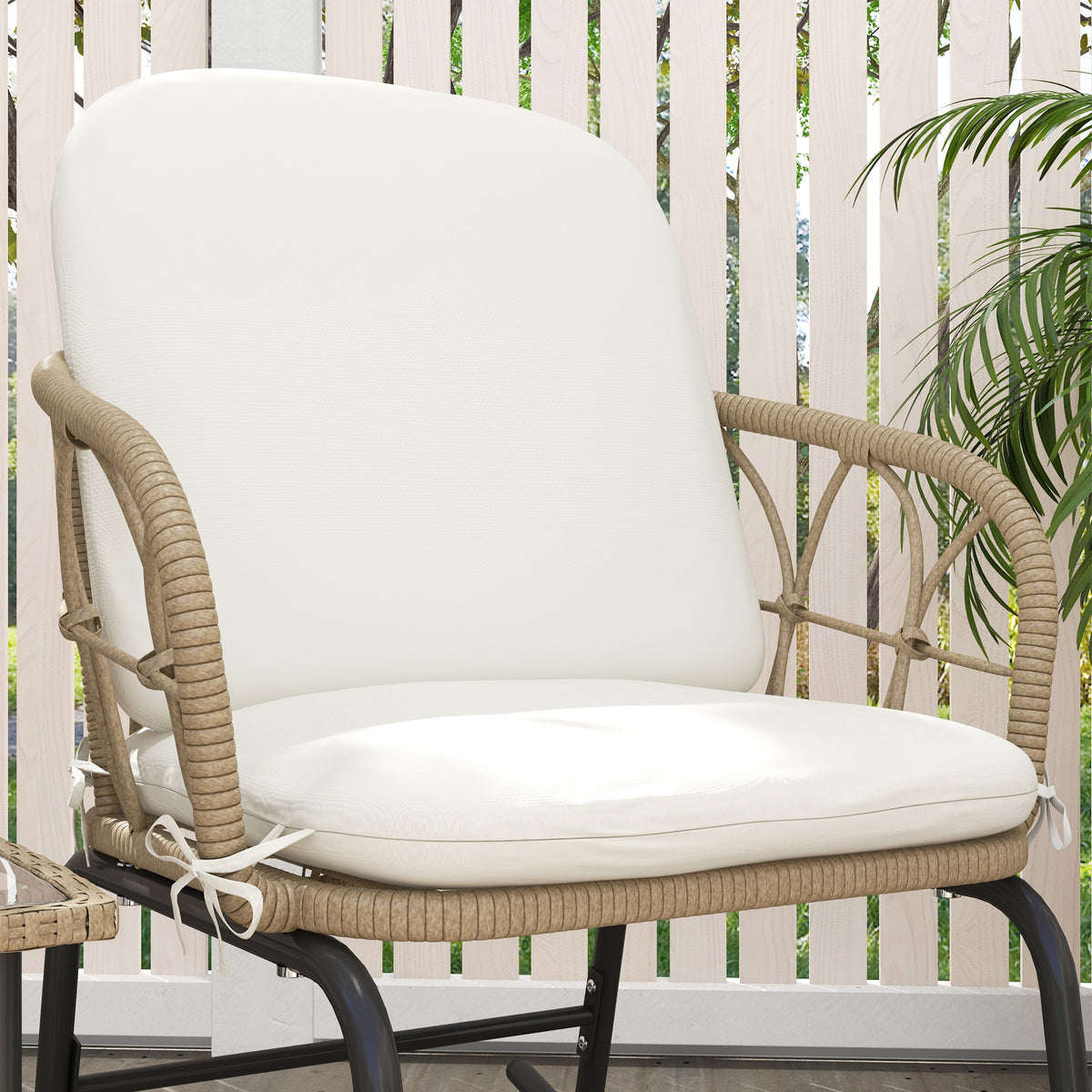 Conjunto De Mecedoras Outsunny Pe, Acero Crema Y Beige 63x82x75 Cm_4