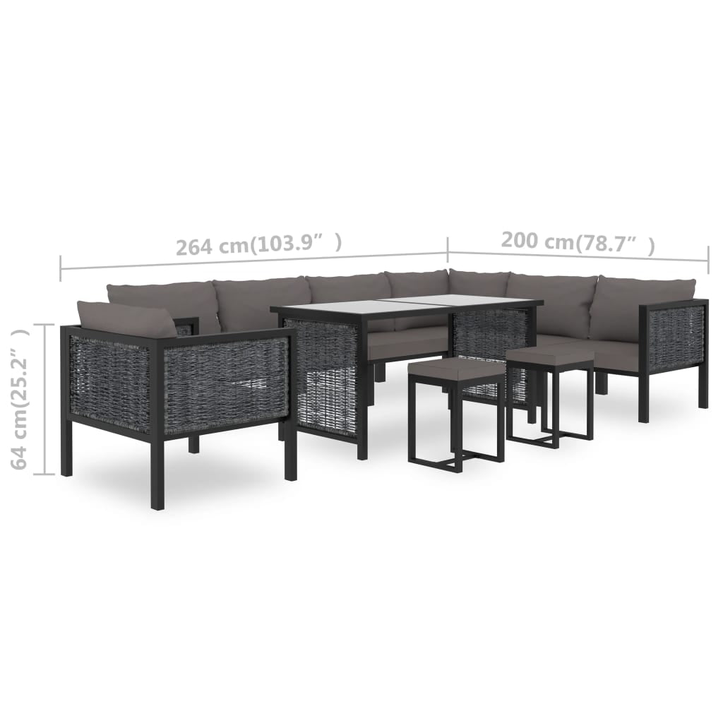 Vidaxl Muebles Dde Jardín 10 Pzas Y Cojines Ratán Sintético Antracita_2