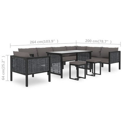 Vidaxl Muebles Dde Jardín 10 Pzas Y Cojines Ratán Sintético Antracita_2
