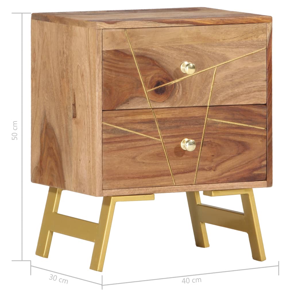 Mesita De Noche De Madera Maciza De Sheesham 40x30x50 Cm_4