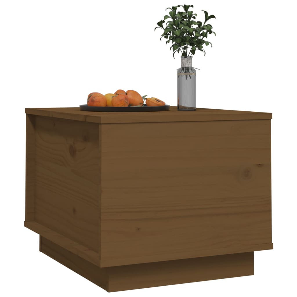 Mesa De Centro Madera Maciza De Pino Marrón Miel 40x50x35 Cm_2