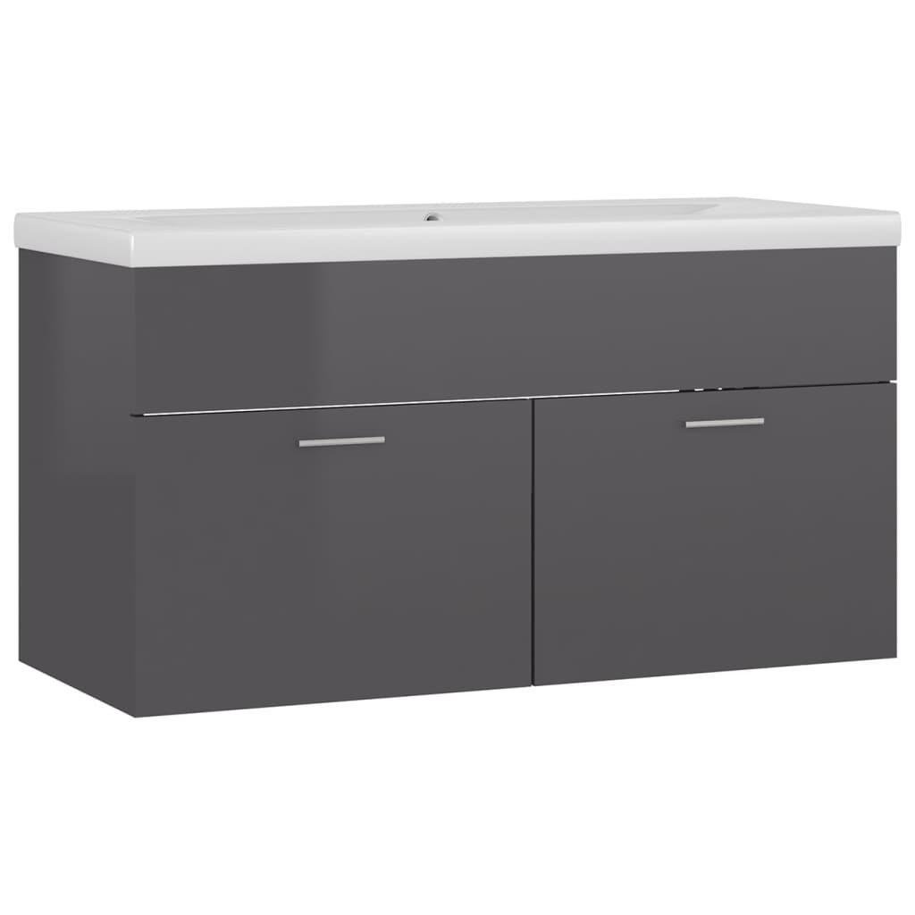 Mueble Con Lavabo Madera De Ingeniería Gris Brillante_1