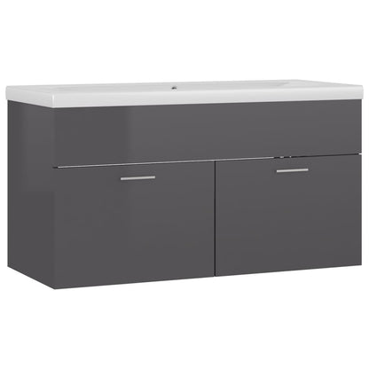 Mueble Con Lavabo Madera De Ingeniería Gris Brillante_1
