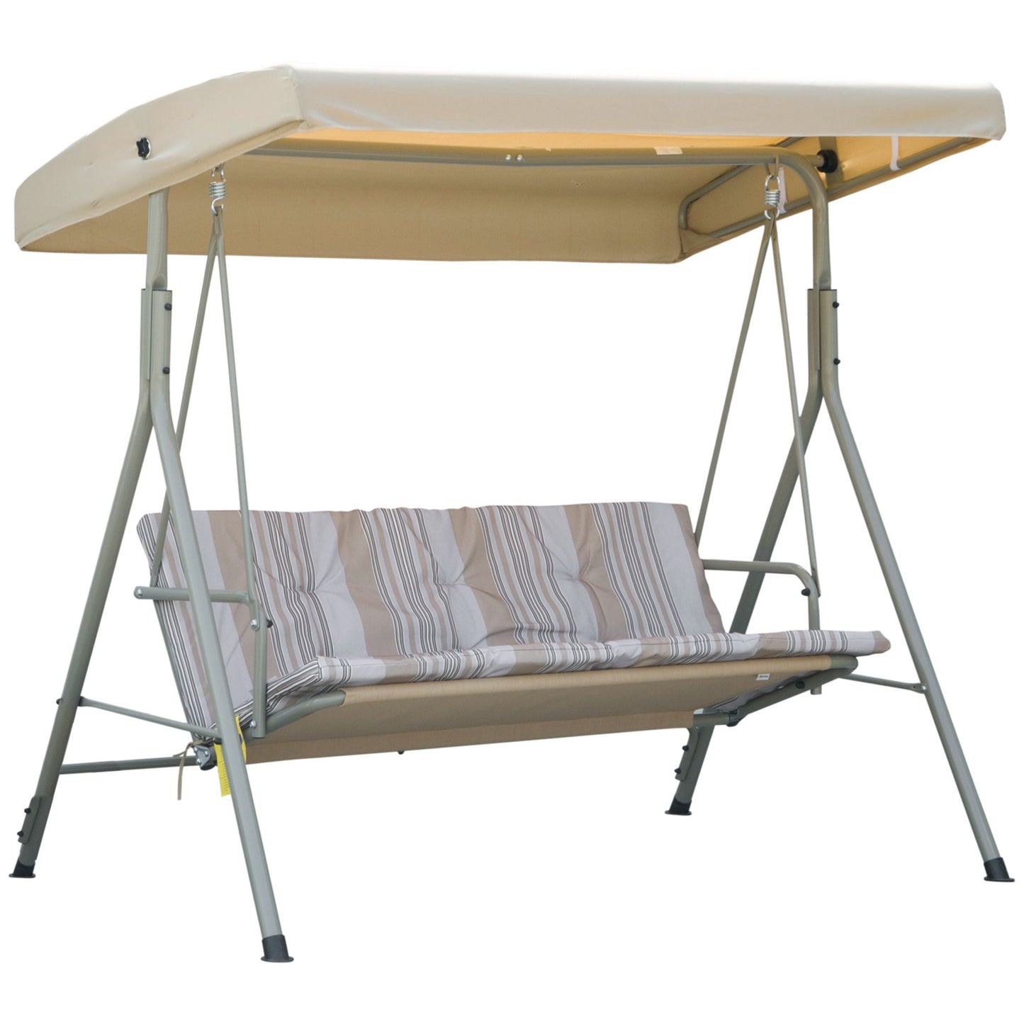 Outsunny Columpio De Jardín De 3 Plazas Techo Ajustable 172x110x156 Cm Marrón_0