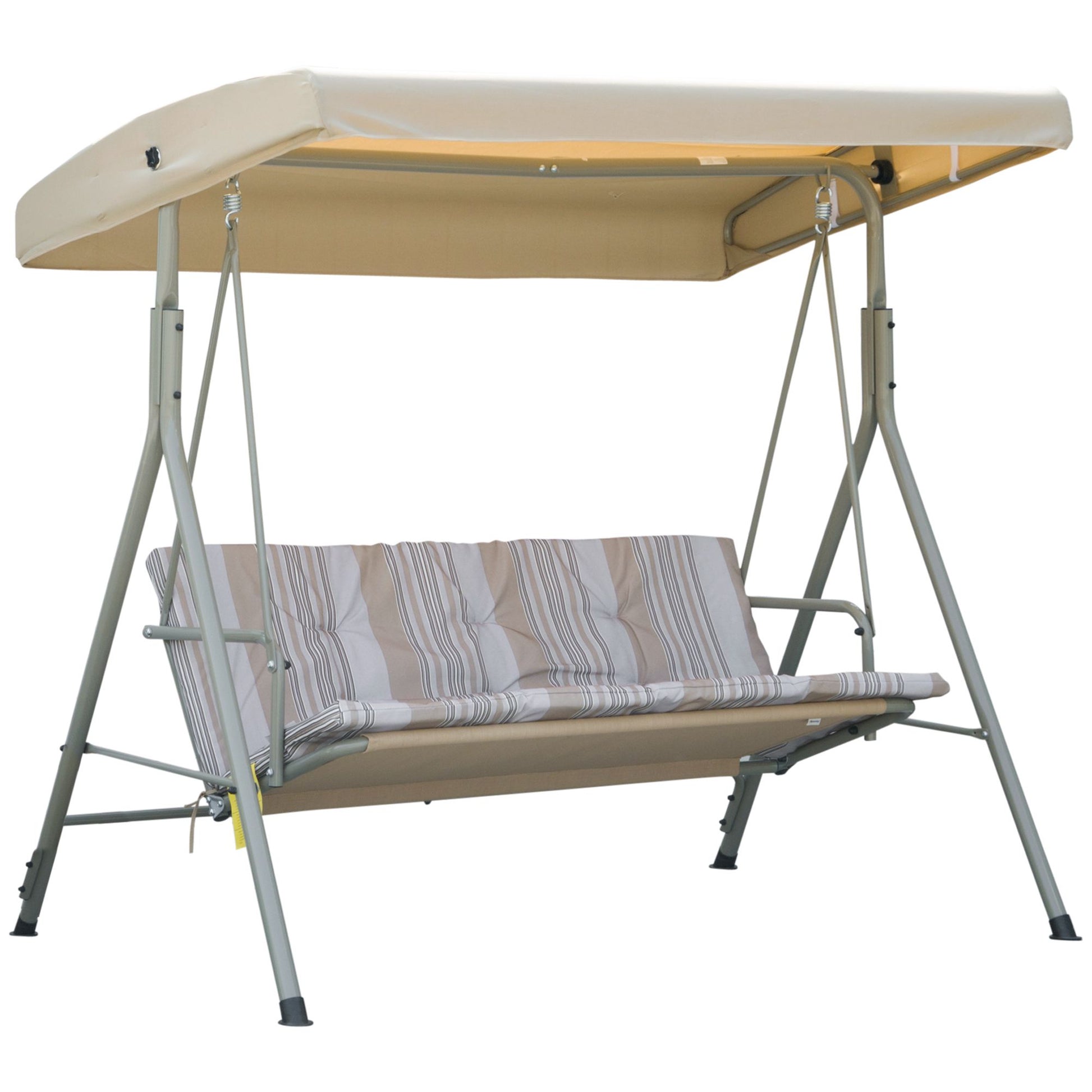 Outsunny Columpio De Jardín De 3 Plazas Techo Ajustable 172x110x156 Cm Marrón_0