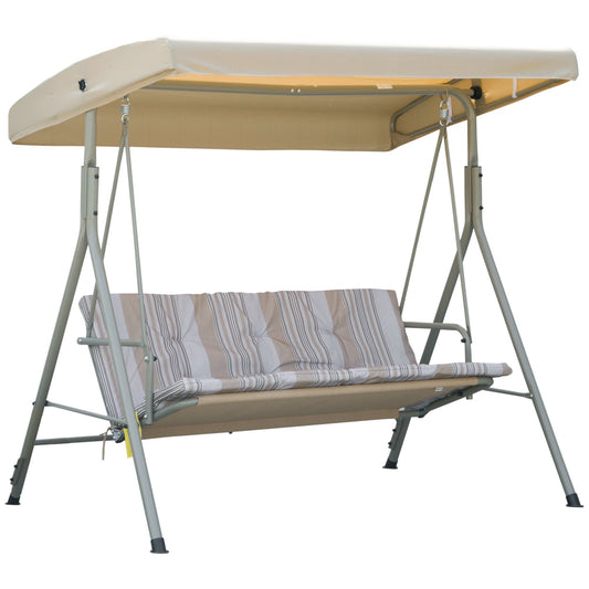 Outsunny Columpio De Jardín De 3 Plazas Techo Ajustable 172x110x156 Cm Marrón_0