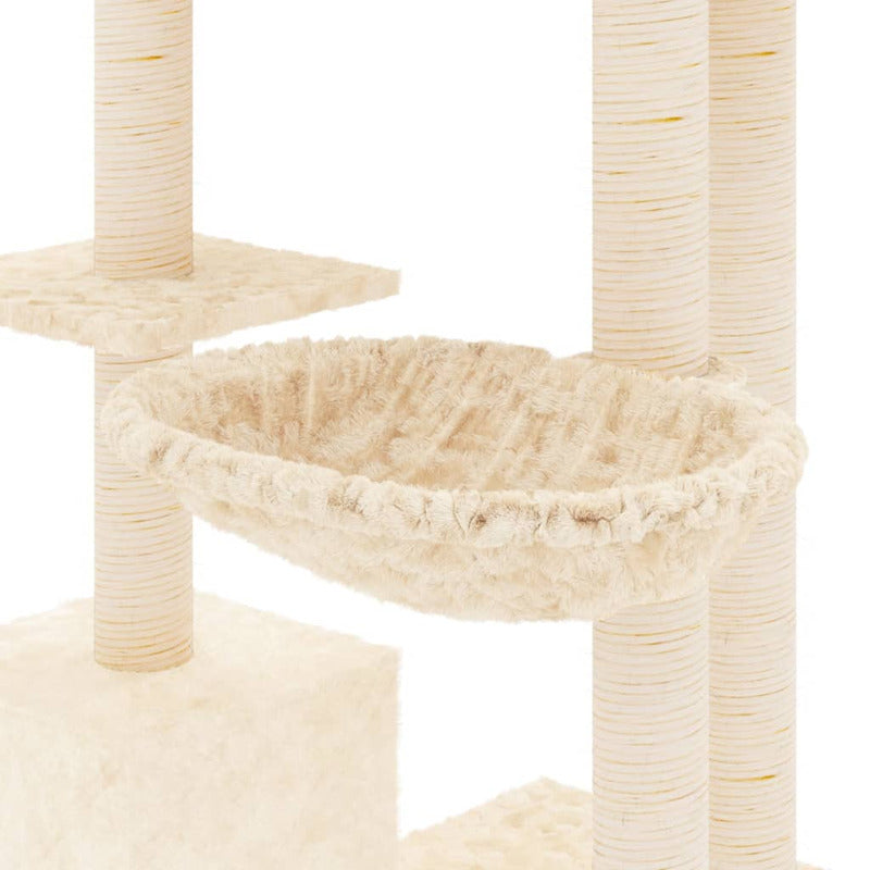 Vidaxl Rascador Para Gatos Con Postes De Sisal Color Crema 142 Cm_5
