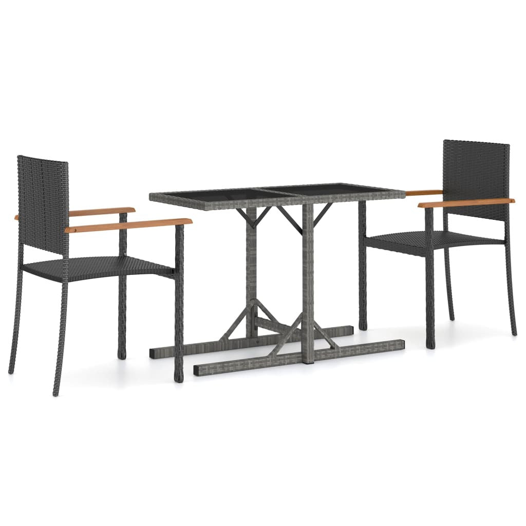 Vidaxl Juego De Comedor Para Jardín 3 Piezas Negro_0