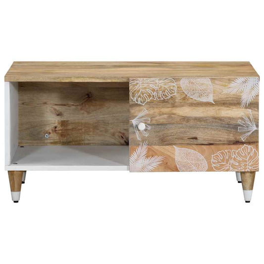 Mesa De Centro De Madera Maciza De Mango 80x50x40 Cm_0