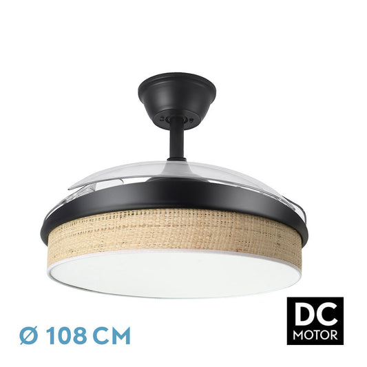 Ventilador Dc Moda 72w Negro/caã±izo Claro 108d 3apas 7200lm 3000k,4000k,6000k Remoto+memoria+temporizador_0