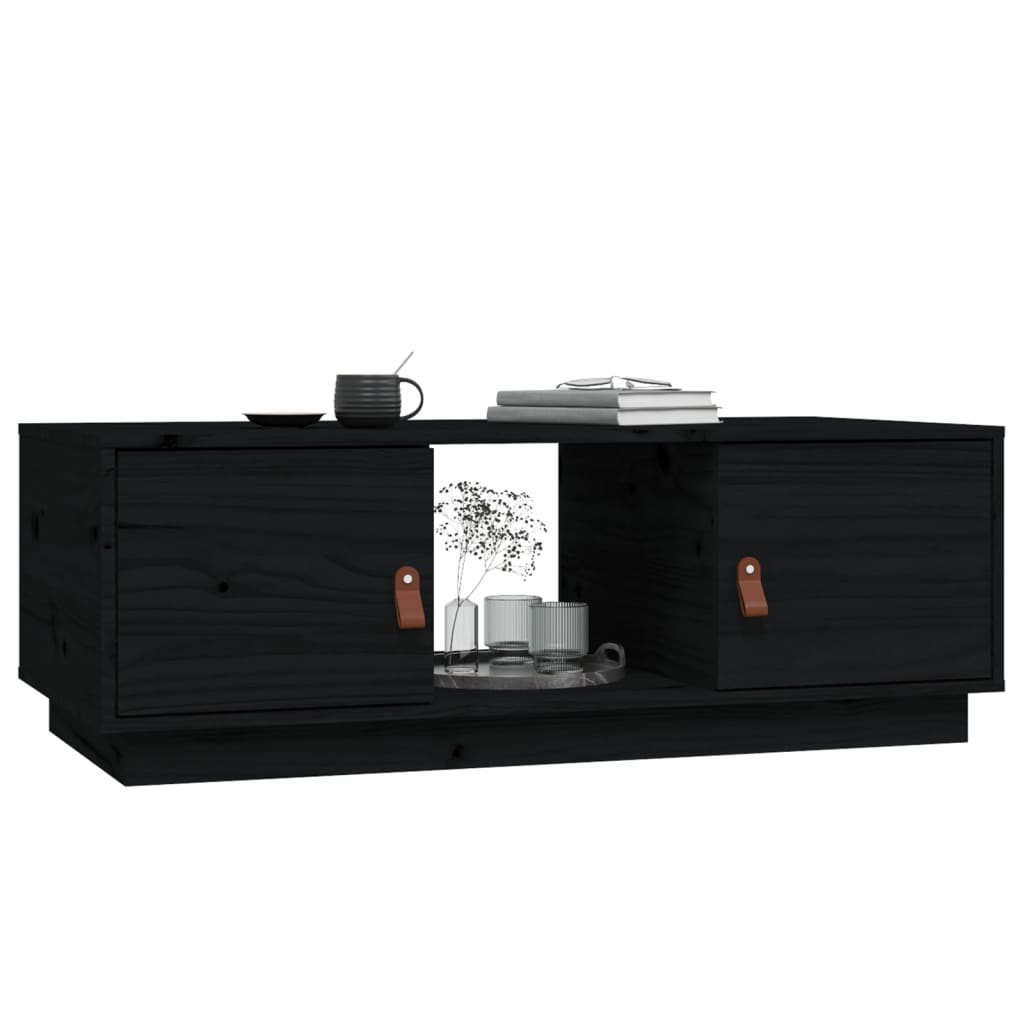 Mesa De Centro De Madera Maciza De Pino Negro 100x50x35 Cm_2