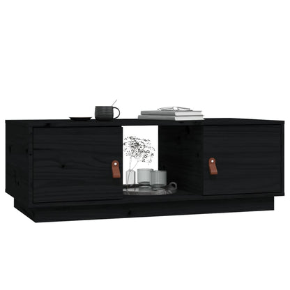 Mesa De Centro De Madera Maciza De Pino Negro 100x50x35 Cm_2