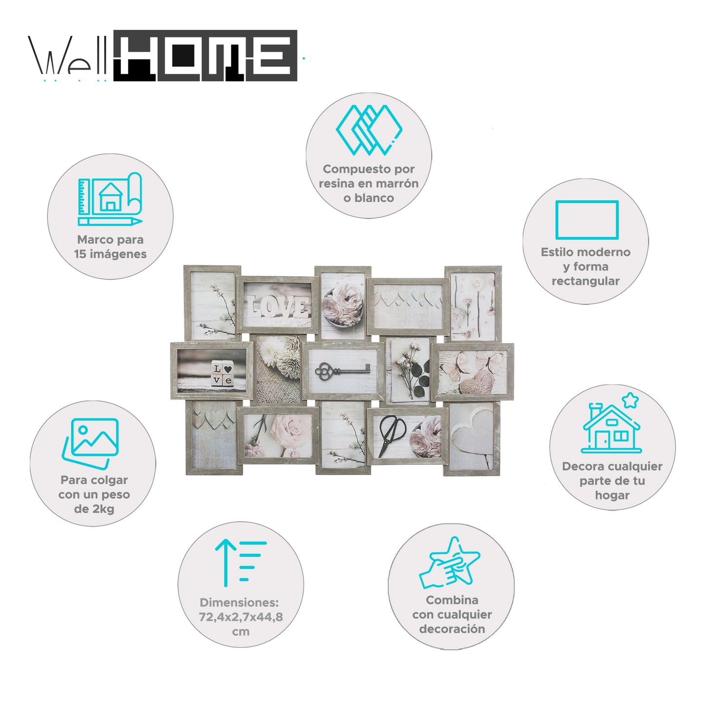 Wellhome Marco Para 15 Fotos Color Aleatorio (marrón O Blanco)