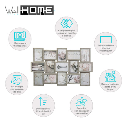 Wellhome Marco Para 15 Fotos Color Aleatorio (marrón O Blanco)