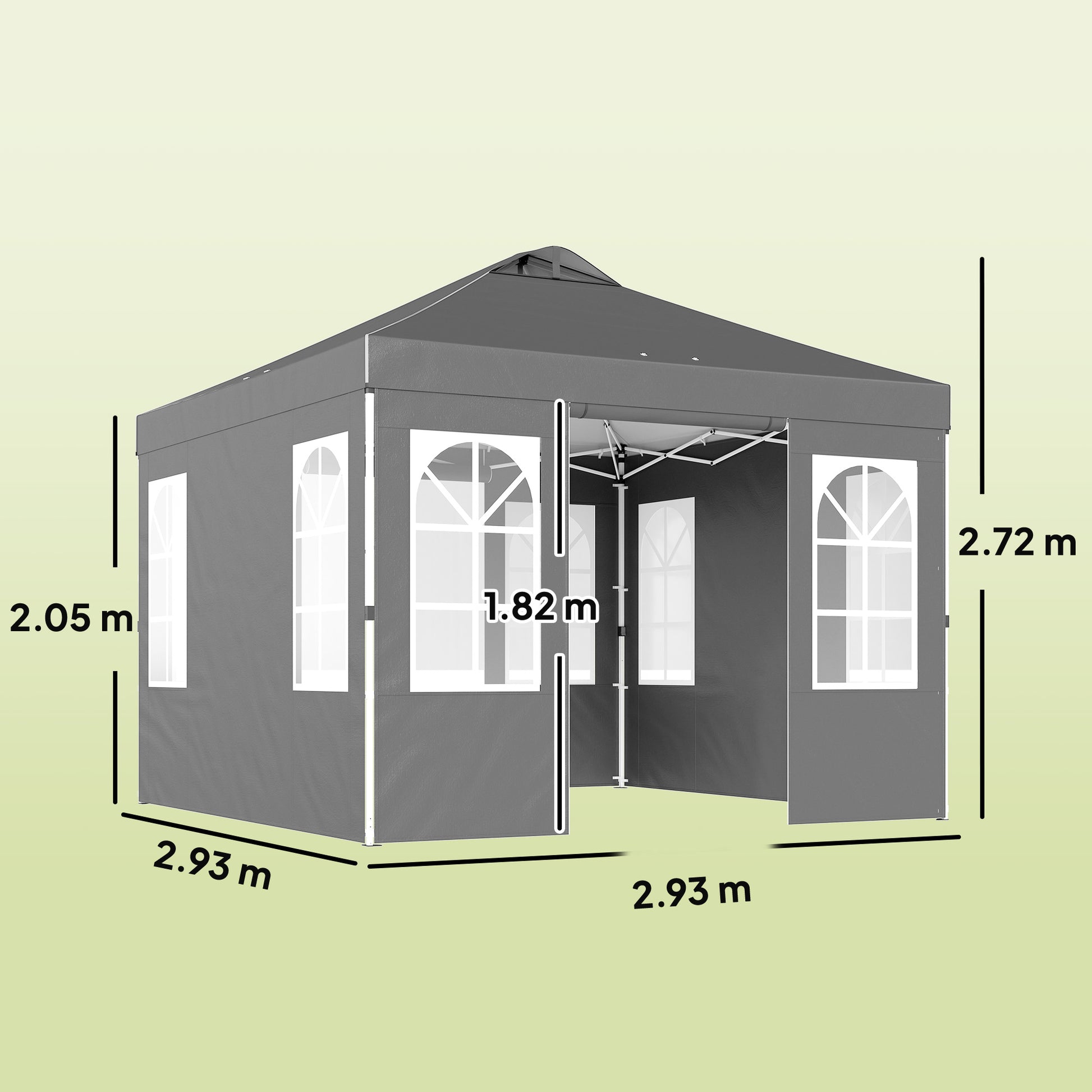 Outsunny Carpa Plegable 3x3m Pop-up Altura Ajustable Laterales Extraíbles Gris_2