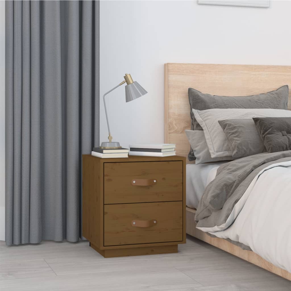 Mesitas De Noche 2 Uds Madera De Pino Marrón Miel 40x34x45 Cm_1