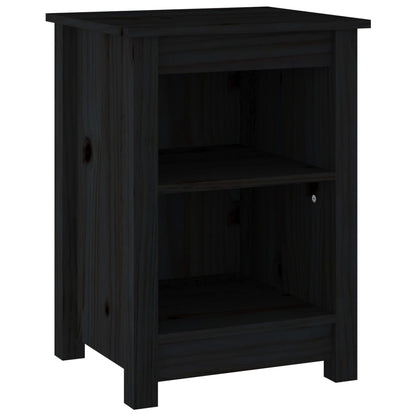 Mesitas De Noche 2 Uds Madera Maciza De Pino Negro 40x35x55 Cm_1