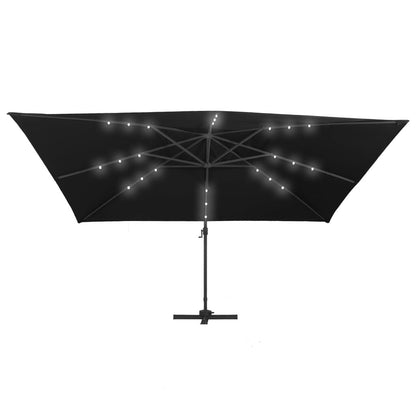 Vidaxl Sombrilla Voladiza Luces Led Y Poste Aluminio Negra 400x300 Cm_3
