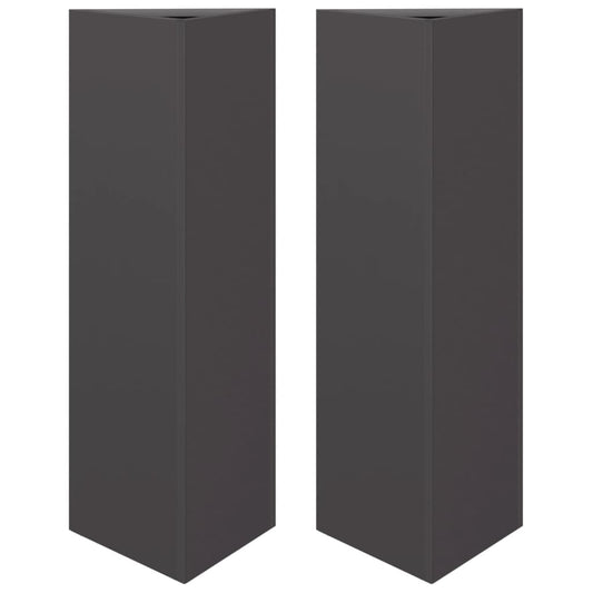 Jardineras Triangulares 2 Uds Acero Negro 30x26x75 Cm_0
