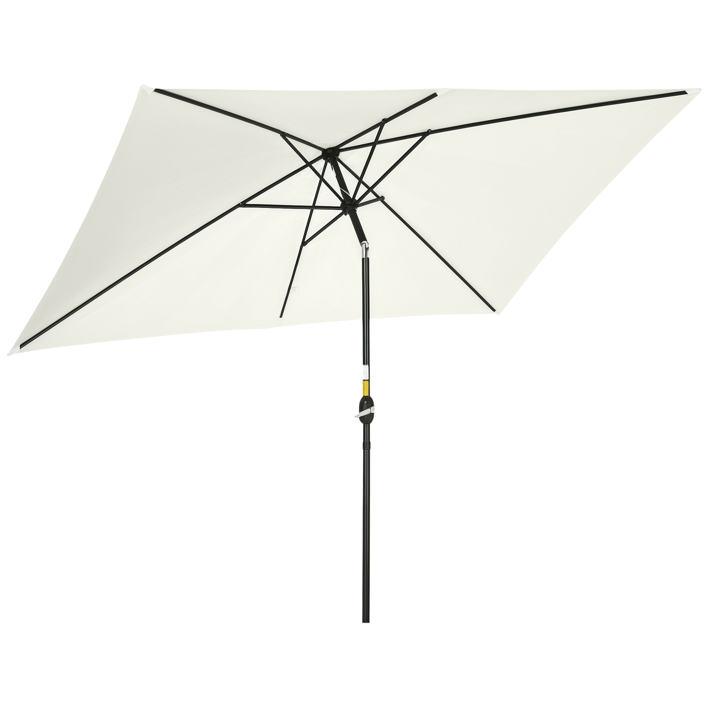 Outsunny Sombrilla Jardín Aluminio 200x300x253 Cm Inclinable Con Manivela Crema_0