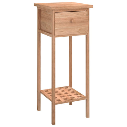 Mesa Auxiliar Con Cajón Madera Maciza Nogal 25x25x60 Cm_0